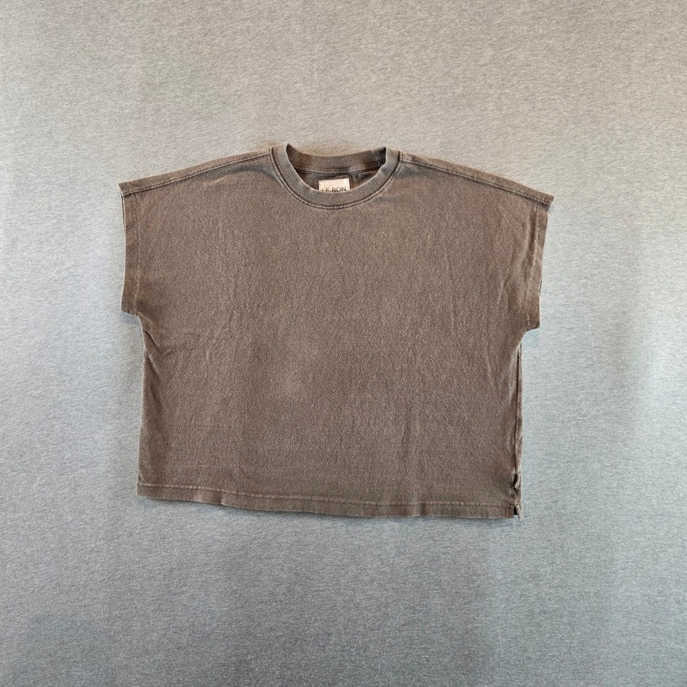 Le Bon Shoppe Jeanne Tee Women M/L Brown Boxy Cotton Short Sleeve T-Shirt